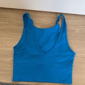 lululemon athletica Blue Ribbed V-Neck Tank Top